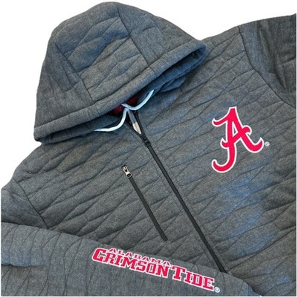 New Alabama Crimson Tide Men Sz XL Hooded Full Zip Quilted Gray Logo